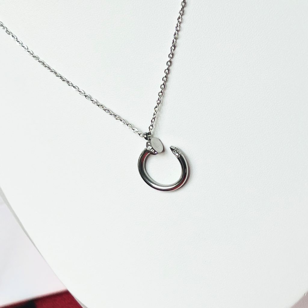  Dây Chuyền Nam, Nữ Titan Cao Cấp - Cây Đinh Cartier Màu Trắng Pha Lê (AF) 