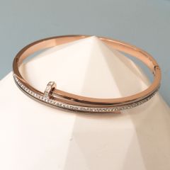  Bộ Trang Sức Cartier Titan Cao Cấp - Vòng Tay & Nhẫn Màu Vàng Hồng Pha Lê (AP) 