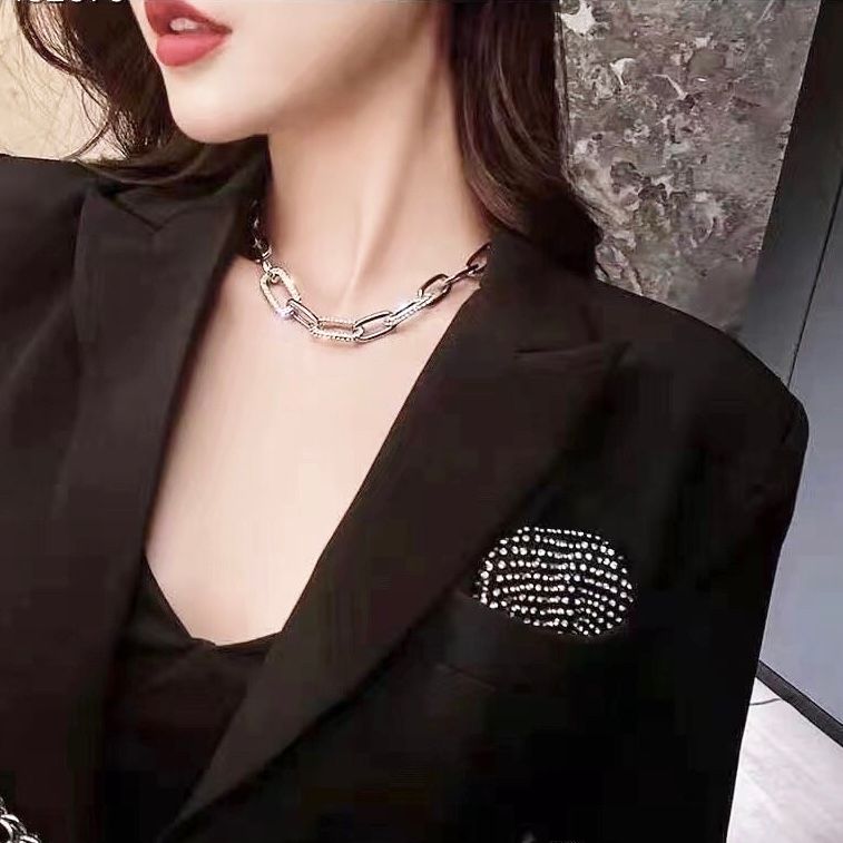  Dây Chuyền Ngắn - Choker APM Pha Lê Trắng Phong Cách Cá Tính 