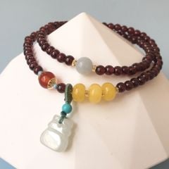  Vòng Đá Phong Thuỷ Cao Cấp - 2 Vòng Túi Tiền Đá Ngọc Bích, Đá Garnet, Đá Aquamarine, Đá Sáp Ong Vàng & Đá Mã Não Đỏ Tự Nhiên 