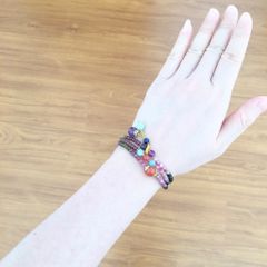  Vòng Đá Phong Thuỷ Cao Cấp - 3 Vòng Đá Tourmaline Đa Sắc Màu, Đá Aquamarine, Đá Thạch Anh Tím & Đá Mã Não Đỏ Tự Nhiên 