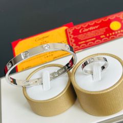  Bộ Trang Sức Nam, Nữ Cartier Titan Cao Cấp - Vòng Tay & Nhẫn Màu Trắng Pha Lê (AI) 