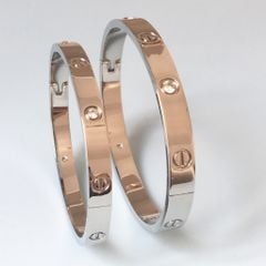  Vòng Tay Cặp Đôi Tình Yêu - Cartier Màu Trắng Titan Cao Cấp Pha Lê (AB) 