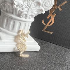  Cài Áo Nam, Nữ - YSL Màu Vàng Pha Lê Trắng (AM) 