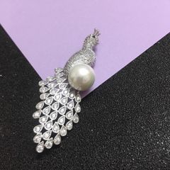  Cài Áo Con Phượng Hoàng Ngọc Trai & Pha Lê Trắng Sang Trọng (AC) 