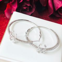  Bông Tai Chanel Khoen Tròn Màu Trắng 5cm Pha Lê (BR) 