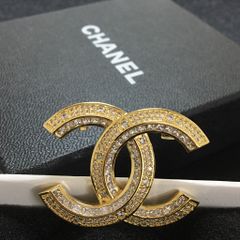  Cài Áo Nam, Nữ - Chanel Màu Vàng Pha Lê Trắng (BD) 