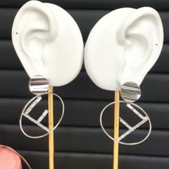  Bông Tai Fendi Vòng Tròn Bản To Pha Lê Trắng Cá Tính 