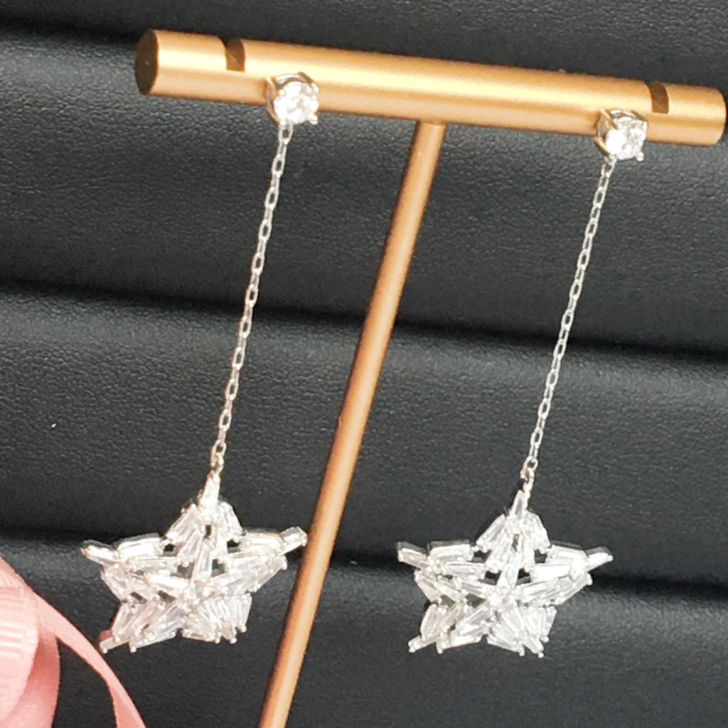  Bông Tai Tua Rua Ngôi Sao Pha Lê Trắng Tinh Tế (BI) 