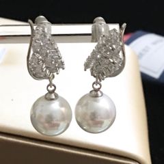  Bông Tai Đôi Cánh Thiên Thần Ngọc Trai & Pha Lê Trắng (AN) 