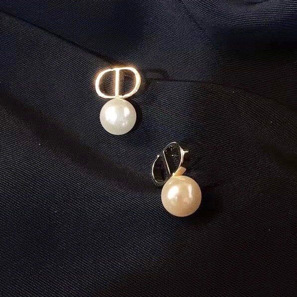  Bộ Trang Sức Dior Vàng - Vòng cổ Choker & Bông Tai Ngọc Trai, Pha Lê Quý Phái (AJ) 