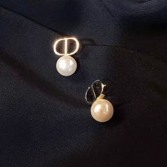  Bộ Trang Sức Dior Vàng - Vòng cổ Choker & Bông Tai Ngọc Trai, Pha Lê Quý Phái (AJ) 