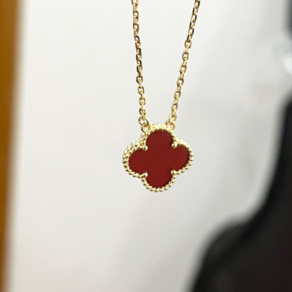  Dây Chuyền Titan Cao Cấp - Cỏ 4 Lá May Mắn Màu Vàng Đỏ (AP) 