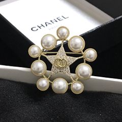  Cài Áo Nam, Nữ - Chanel Ngôi Sao Vàng Ngọc Trai & Pha Lê Trắng (BL) 