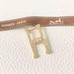  Cài Áo Nam, Nữ - Hermes Màu Vàng Pha Lê Trắng (AC) 