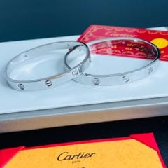  Vòng Tay Cặp Đôi Tình Yêu - Cartier Màu Trắng Titan Cao Cấp Pha Lê (AB) 