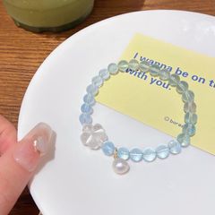  Vòng Đá Phong Thuỷ Cao Cấp - Hoa Mai Đá Thạch Anh Trắng, Ngọc Trai Nước Ngọt & Đá Aquamarine Tự Nhiên 