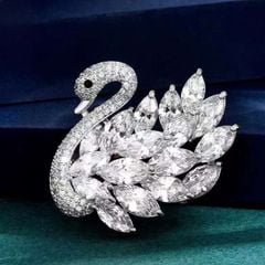  Cài Áo Con Thiên Nga Pha Lê Trắng (AG) 