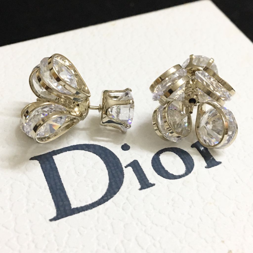  Bông Tai Dior Màu Vàng Pha Lê Trắng (AG) - Có 3 Kiểu Đeo 