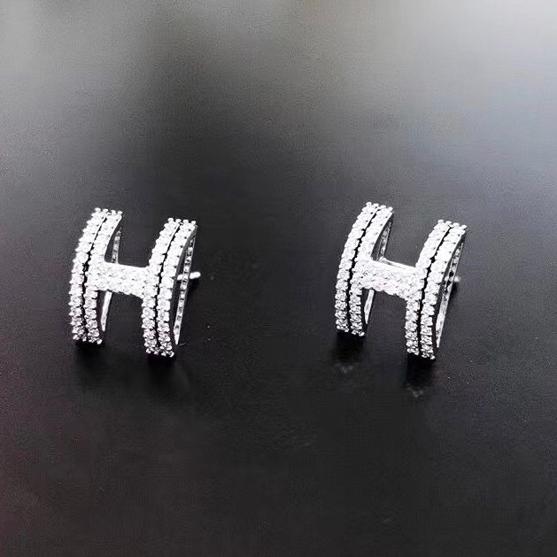  Bông Tai Hermes Màu Trắng Pha Lê (AD) 