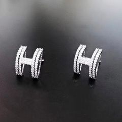  Bông Tai Hermes Màu Trắng Pha Lê (AD) 