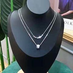  Dây Chuyền Ngắn - 2 Tầng Vòng Tròn Pha Lê Trắng Phong Cách Cá Tính 