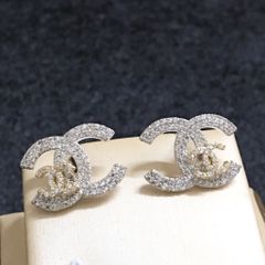  Bông Tai Chanel 2C Màu Trắng & Màu Vàng Pha Lê (BT) 