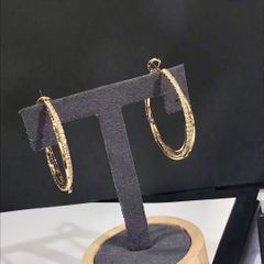  Bông Tai Khoen Tròn Màu Vàng 3,6cm Pha Lê Trắng (AK) 