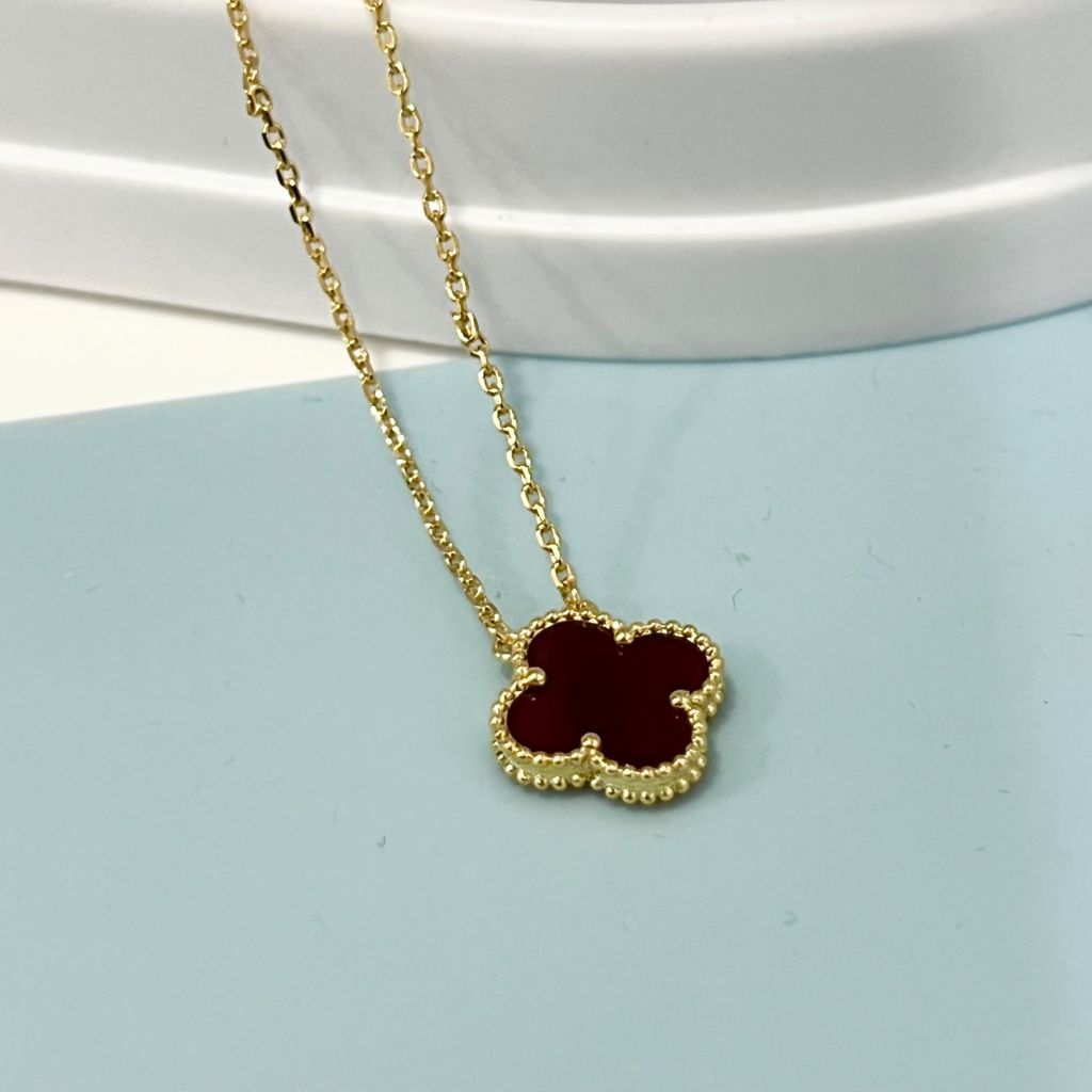  Dây Chuyền Titan Cao Cấp - Cỏ 4 Lá May Mắn Màu Vàng Đỏ (AP) 