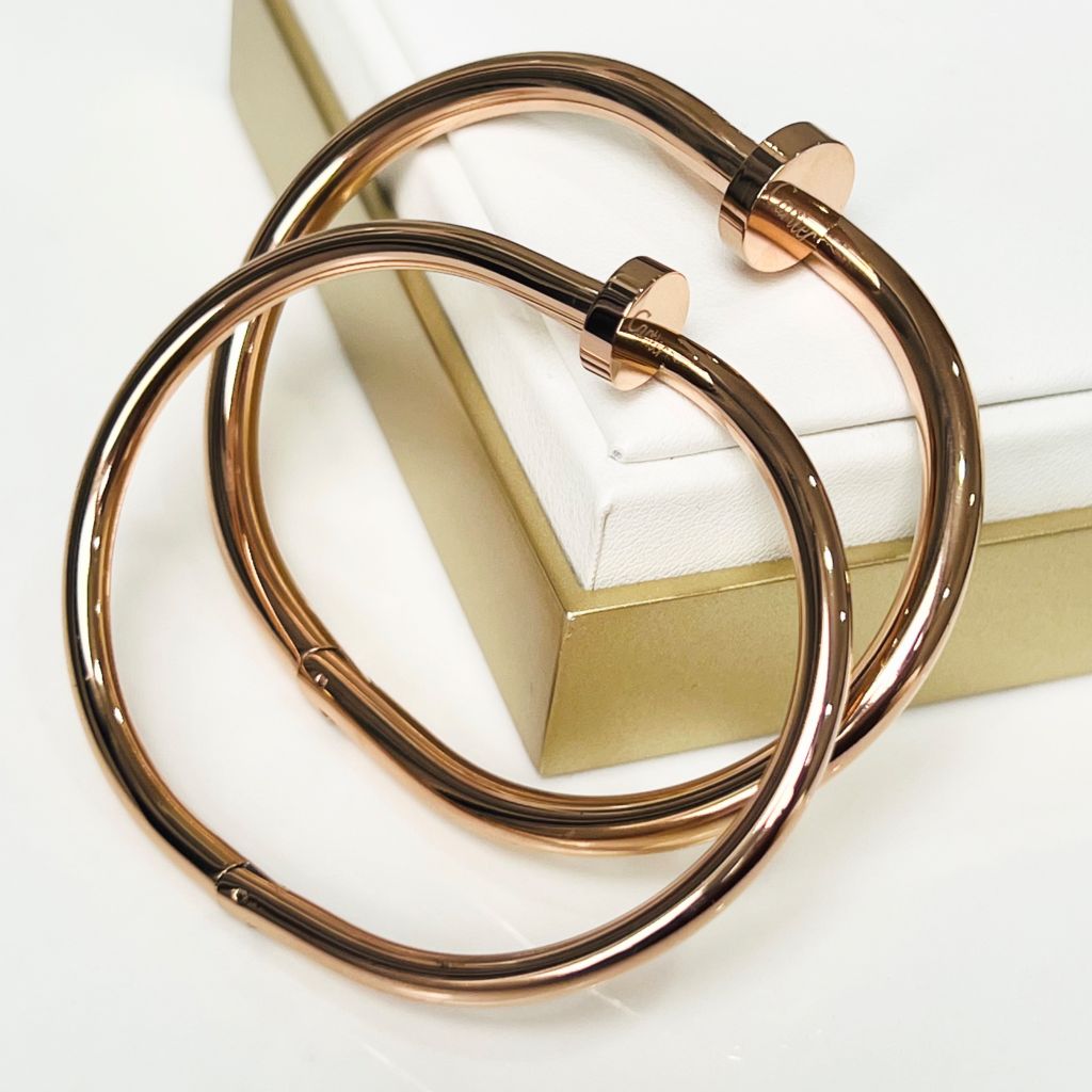  Vòng Tay Cặp Đôi Tình Yêu - Cartier Cây Đinh Màu Vàng Hồng Titan Cao Cấp (AK) 