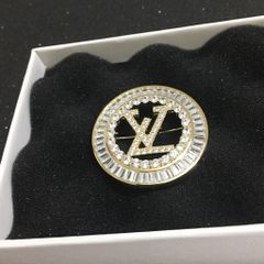  Cài Áo Nam, Nữ - LV Màu Vàng Pha Lê Trắng (AB) 