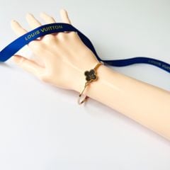  Vòng Tay TiTan Cao Cấp - LV Cỏ 4 Lá May Mắn Bằng Da & Pha Lê (AO) 