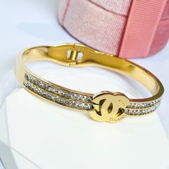  Vòng Tay TiTan Cao Cấp - Chanel Màu Vàng Pha Lê Trắng (AF) 