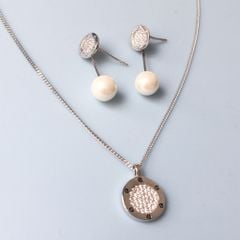  Bộ Trang Sức Bạc Cao Cấp - Cartier Ngọc Trai & Pha Lê Trắng 