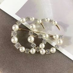  Cài Áo Nam, Nữ - Gucci Màu Vàng Ngọc Trai & Pha Lê Trắng (AC) 