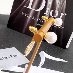  Bộ Trang Sức Dior Vàng - Vòng cổ Choker, Vòng Tay & Bông Tai Ngọc Trai, Pha Lê 3 Kiểu Đeo Quý Phái (AD) 