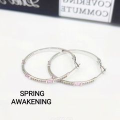  Bông Tai Khoen Tròn Màu Trắng Pha Lê Hồng & Trắng 