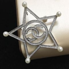  Cài Áo Nam, Nữ - Chanel Ngôi Sao Trắng Ngọc Trai & Pha Lê (BN) 