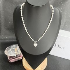  Dây Chuyền Ngắn - Dior Trái Tim Màu Trắng Ngọc Trai & Pha Lê (AJ) 