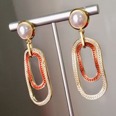  Bông Tai Chữ Nhật Bản To Màu Vàng Cam Cá Tính (AK) 