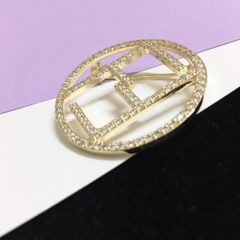  Cài Áo Nam, Nữ - Fendi Màu Vàng Pha Lê Trắng (AA) 