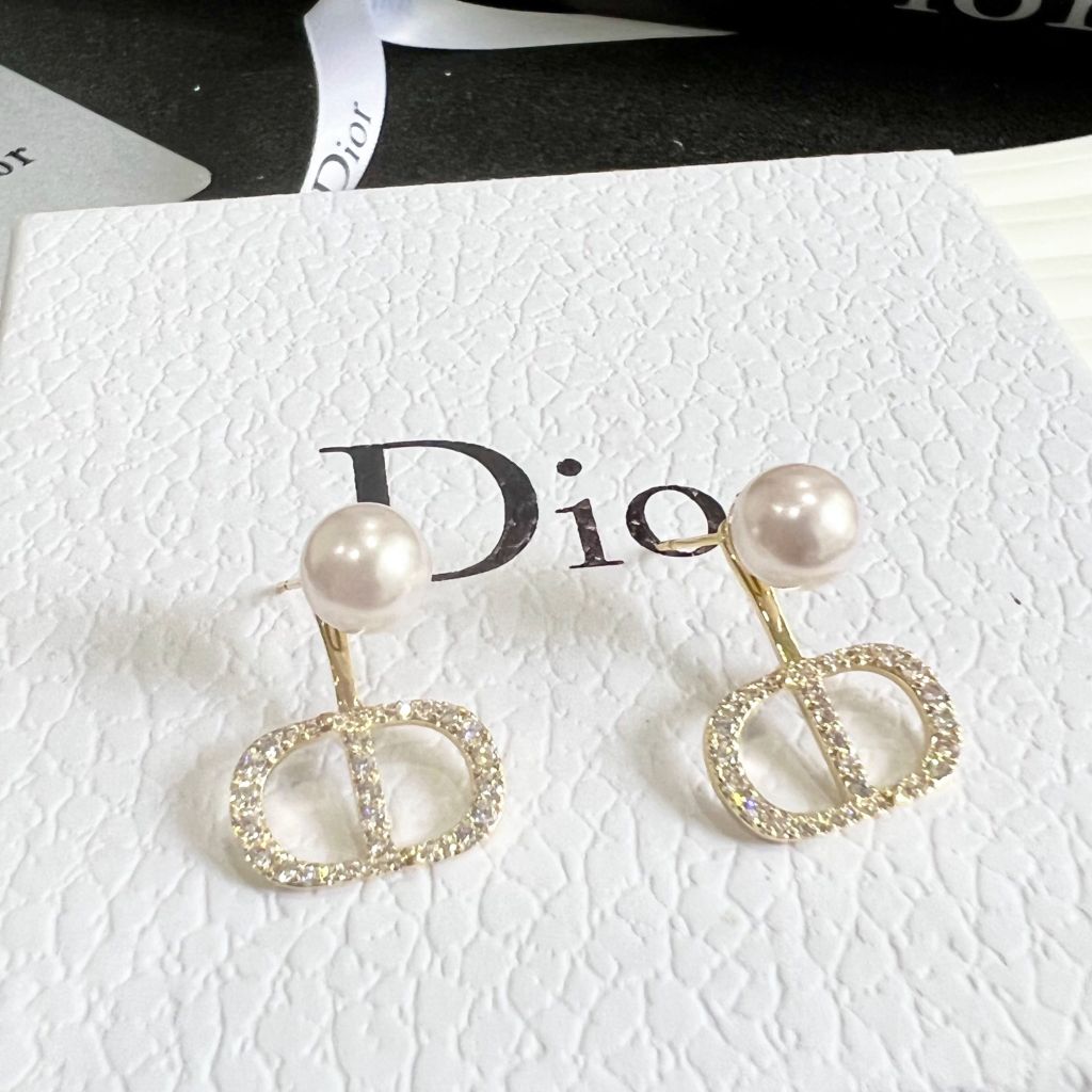  Bông Tai Dior Màu Vàng Ngọc Trai & Pha Lê Trắng (AN) - Có 3 Kiểu Đeo 