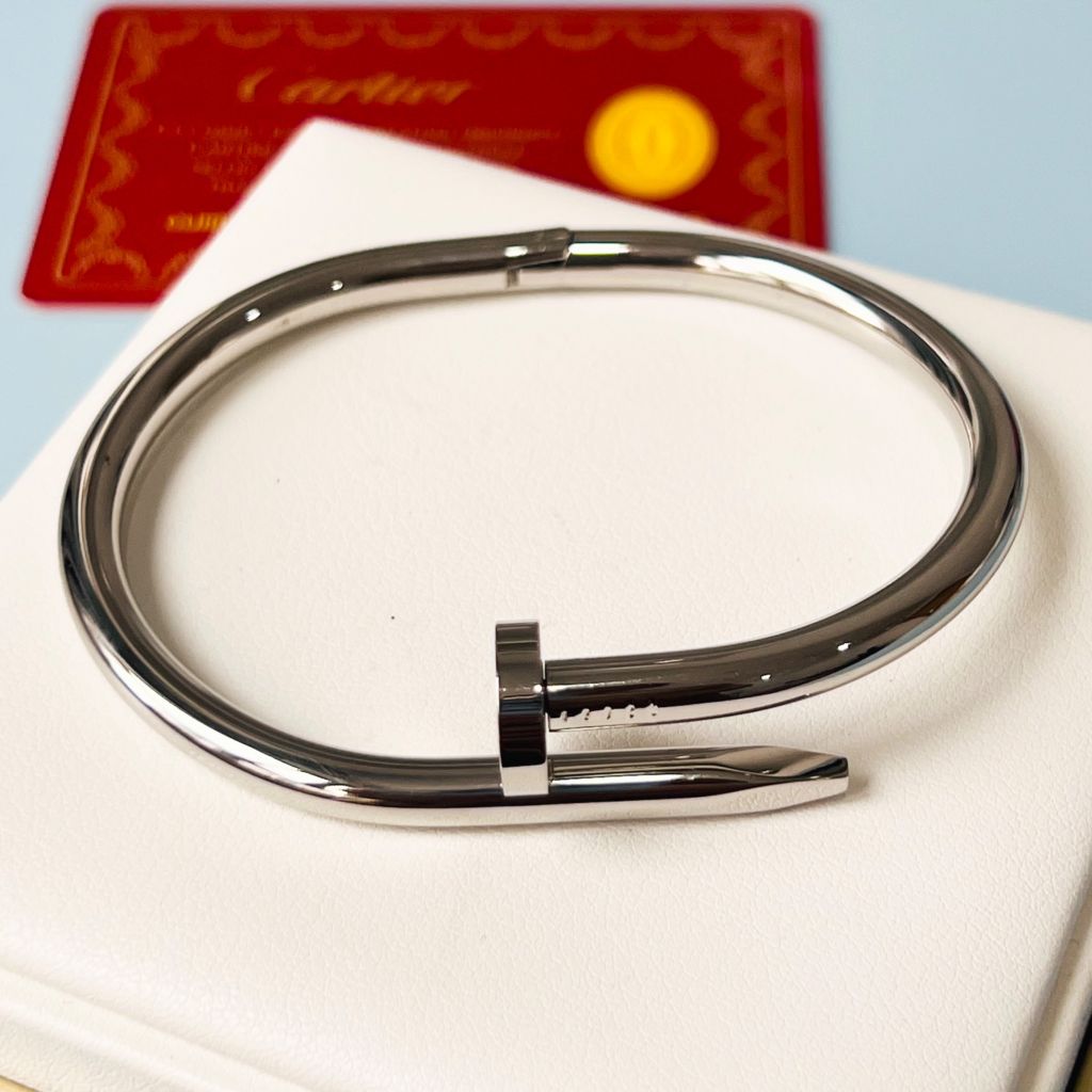  Vòng Tay Cặp Đôi Tình Yêu - Cartier Cây Đinh Màu Trắng Titan Cao Cấp (AM) 