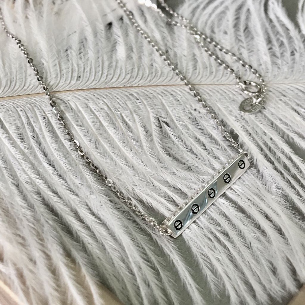  Dây Chuyền Bạc Cao Cấp - Cartier Thanh Ngang Pha Lê (AC) 