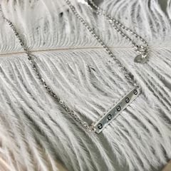  Dây Chuyền Bạc Cao Cấp - Cartier Thanh Ngang Pha Lê (AC) 