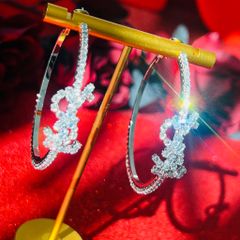  Bông Tai Khoen Tròn YSL Màu Trắng 5cm Pha Lê (BS) 