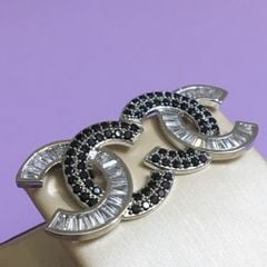  Bông Tai Chanel Bản To Màu Trắng Pha Lê Đen & Trắng Cá Tính (AH) 