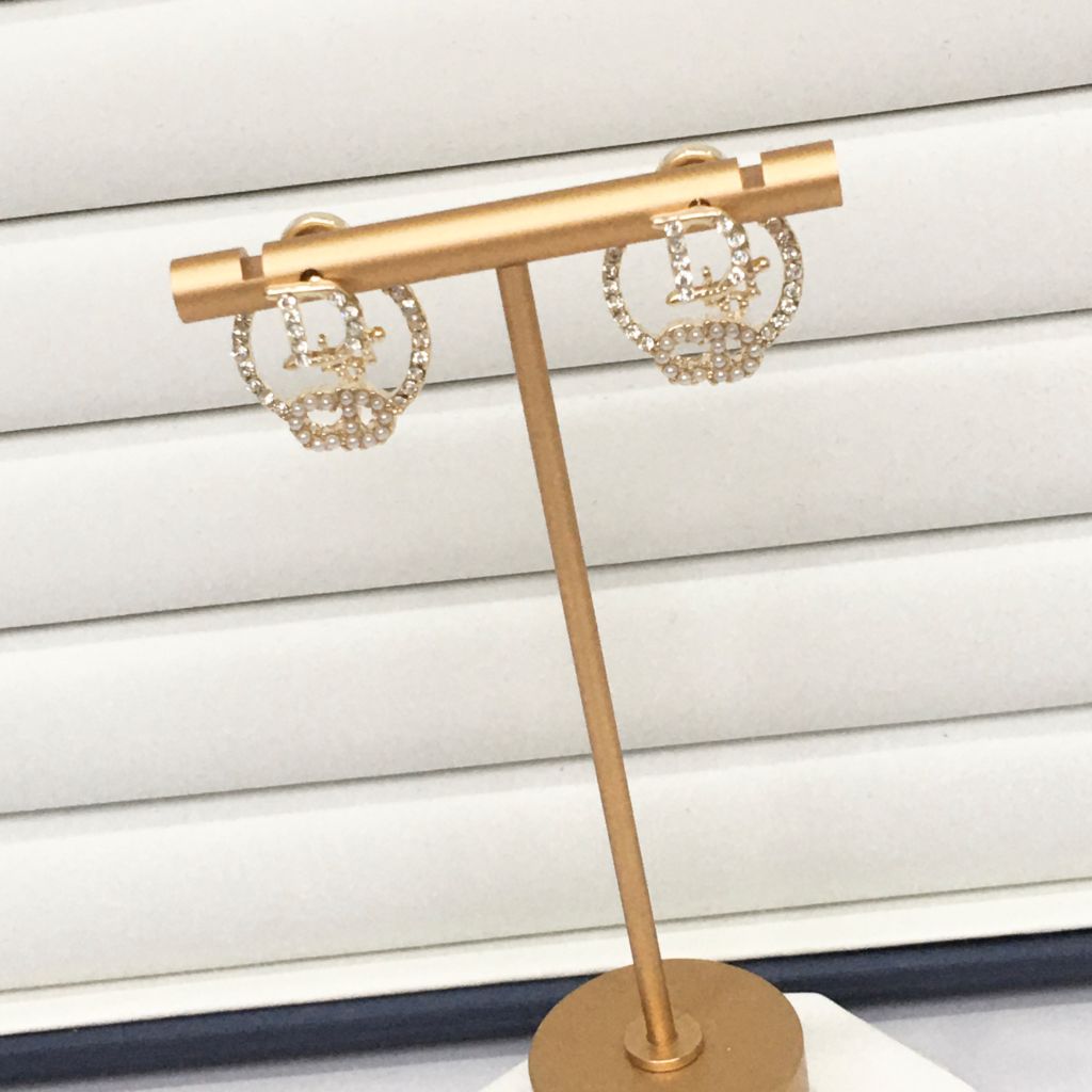  Bông Tai Dior Màu Vàng Ngọc Trai & Pha Lê Trắng (AY) - 3 Kiểu Đeo 