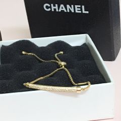  Vòng Tay Dây Rút Màu Vàng Pha Lê Trắng (AA) 