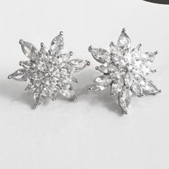  Bông Tai Hoa Hướng Dương Bản To Pha Lê Trắng Sang Trọng (BM) 